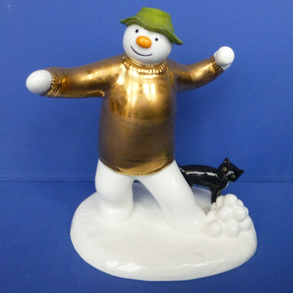 Coalport Limited Edition Snowman Figurine - Snowball Fight (Gold