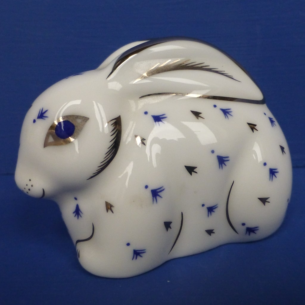 Royal Crown Derby Paperweight - Platinum Baby Rabbit - Anniversary