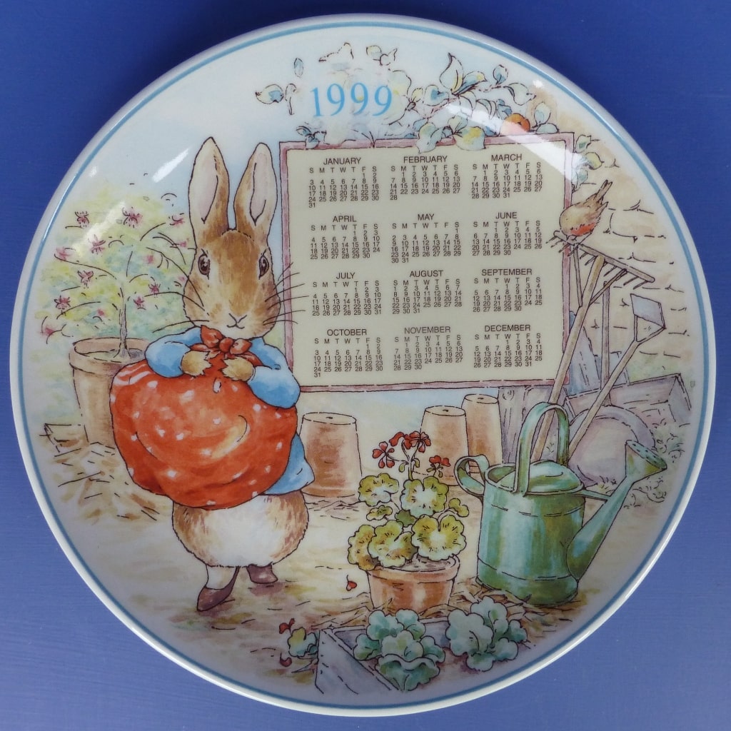 Wedgwood Beatrix Potter Peter Rabbit Calendar Plate 1999 Peak