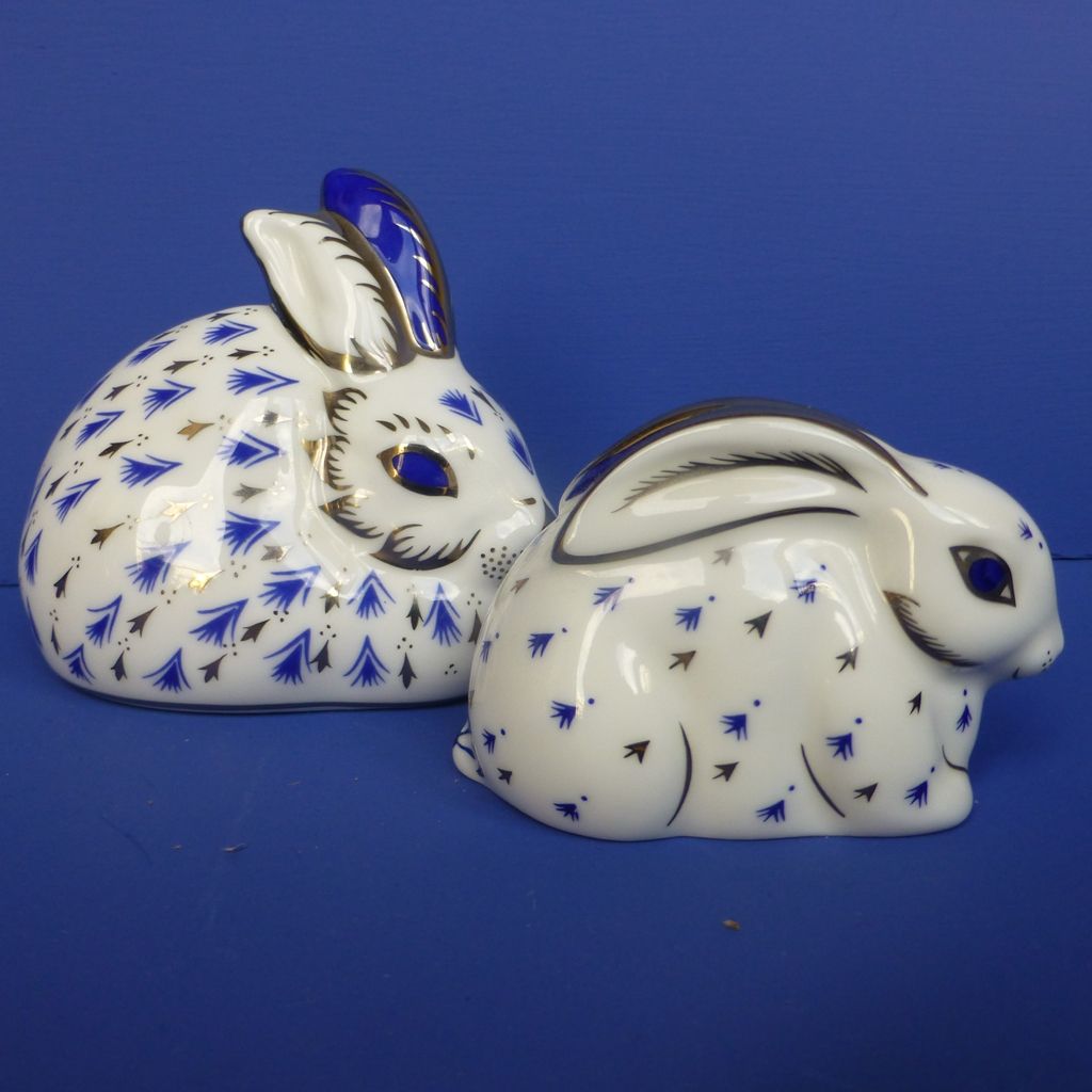 Royal Crown Derby Paperweights - 25th Anniversary Rabbits (Boxed ...